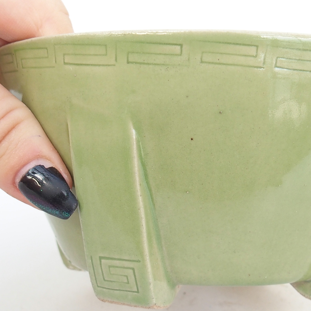 Bonsaischaal van keramiek 13,5 x 13,5 x 6,5 cm, groen