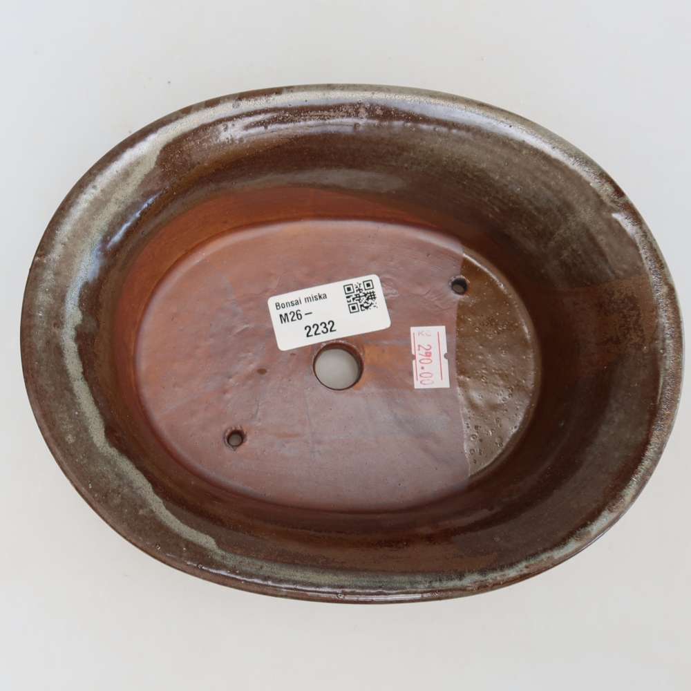 Keramische bonsaipot 19,5 x 15,5 x 6,5 cm, kleur bruin