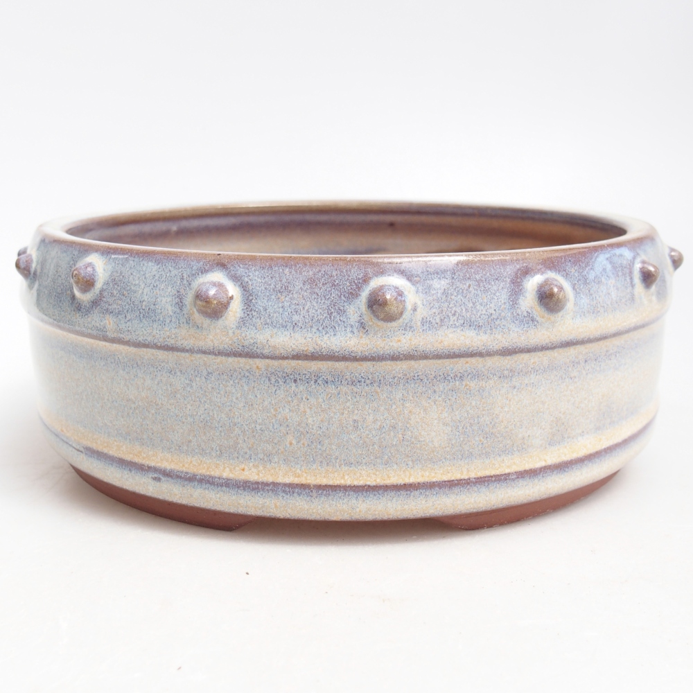 Bonsaischaal van keramiek 18 x 18 x 6,5 cm, kleur blauw