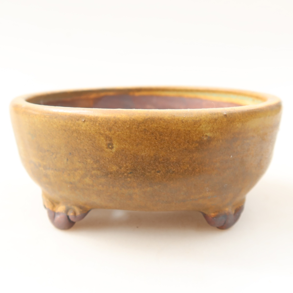 Bonsaischaal van keramiek 10,5 x 10,5 x 4 cm, bruin