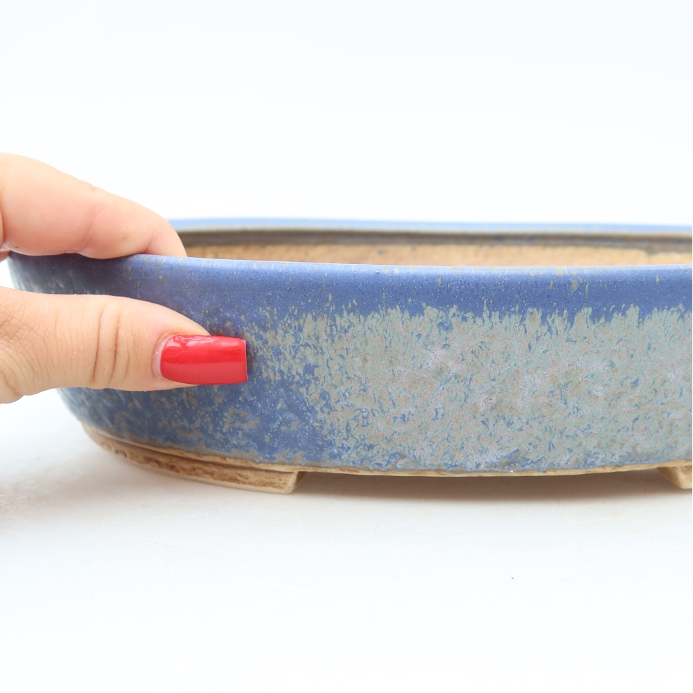 Keramische bonsaipot 27 x 24 x 5,5 cm, kleur: blauw