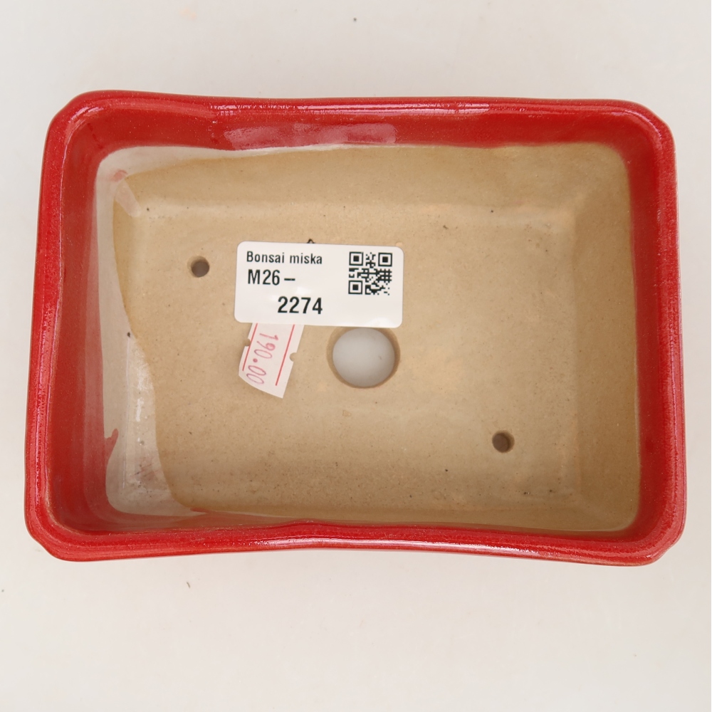 Keramische bonsaipot 13 x 9 x 5 cm, kleur: rood