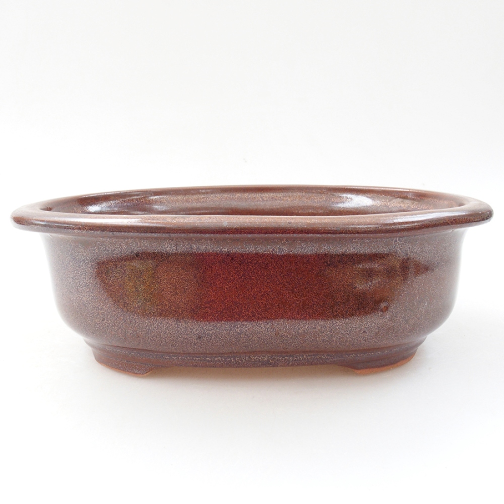 Bonsaischaal van keramiek 18 x 14,5 x 6 cm, bruin