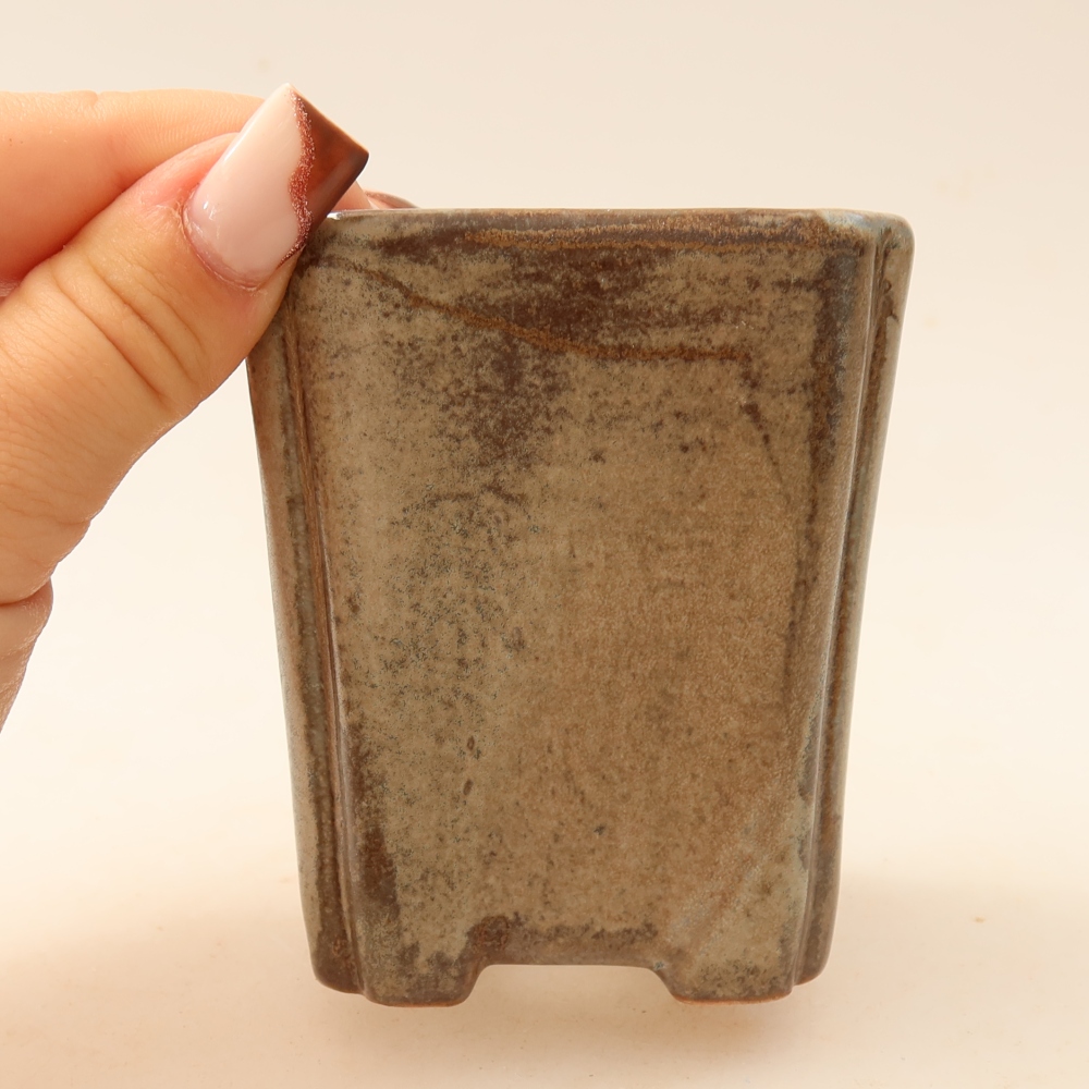 Keramische bonsaischaal 7 x 7 x 8,5 cm, kleur bruin