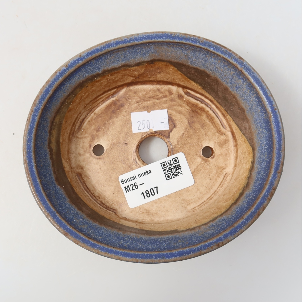 Bonsaischaal van keramiek 12,5 x 11,5 x 4 cm, kleur blauw