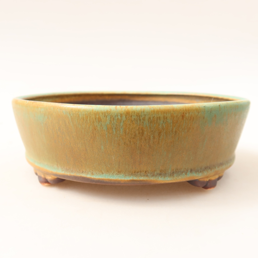 Bonsaischaal van keramiek 15,5 x 15,5 x 5 cm, groen