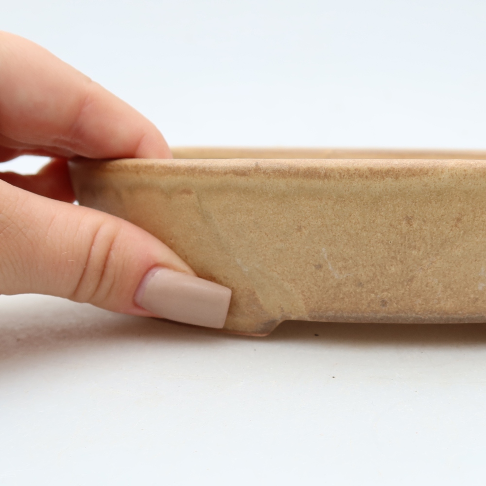 Bonsaischaal van keramiek 17 x 14 x 4 cm, kleur beige