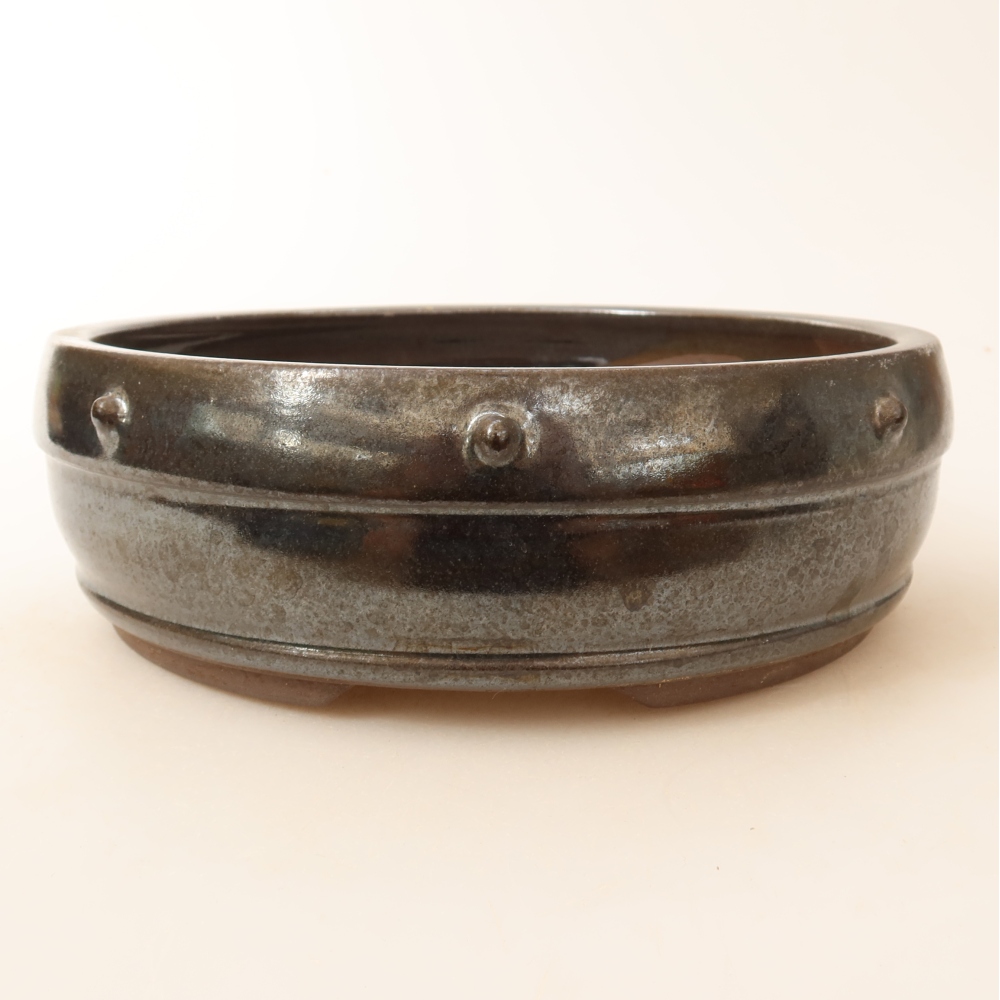 Bonsaischaal van keramiek 18,5 x 18,5 x 6 cm, bruin
