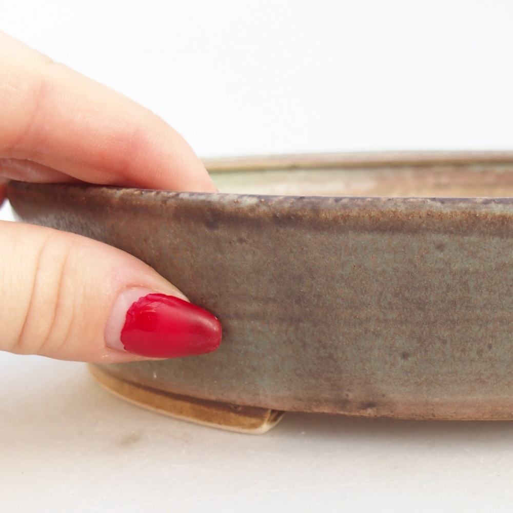 Bonsaischaal van keramiek 21 x 19 x 4,5 cm, groen