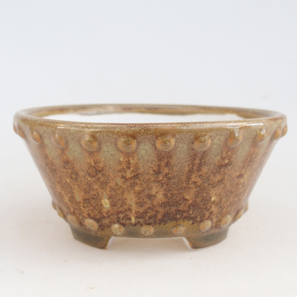 Bonsaischaal van keramiek 10,5 x 10,5 x 5 cm, bruin