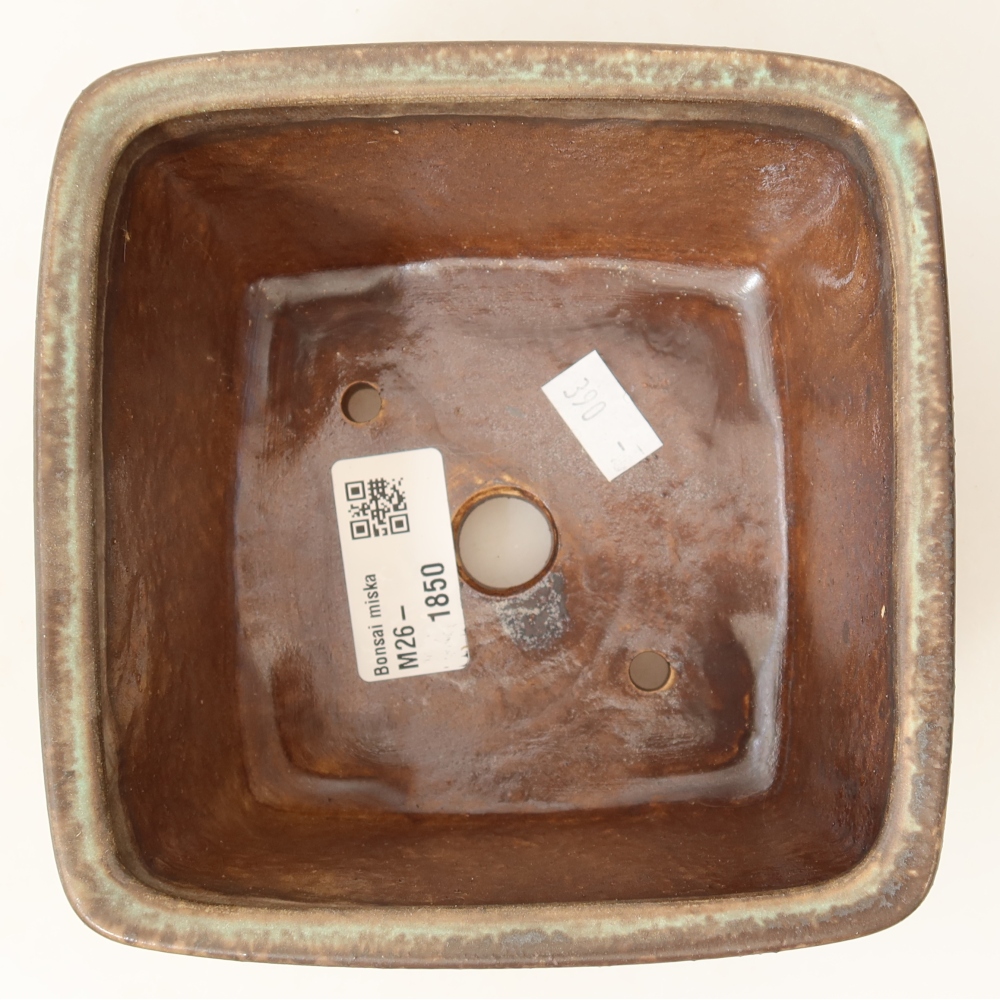 Bonsaischaal van keramiek 13 x 13 x 8 cm, groen