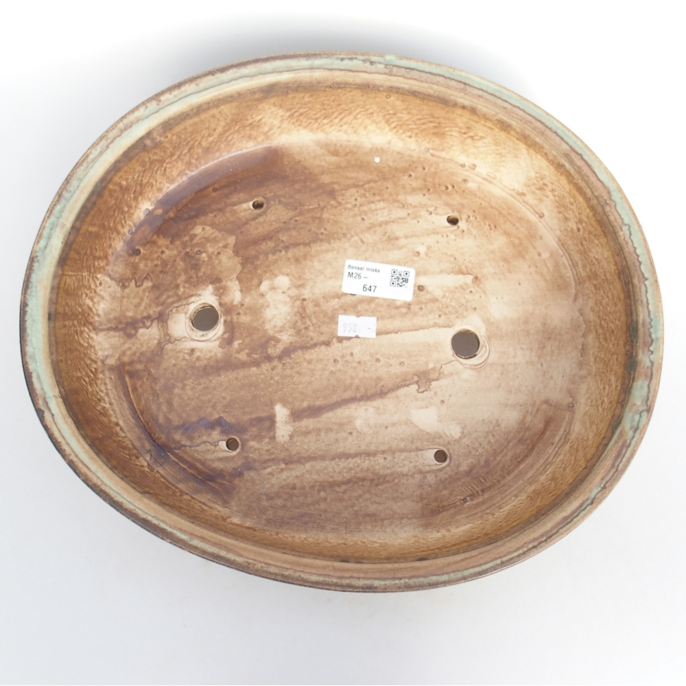 Bonsaischaal van keramiek 32,5 x 28,5 x 7,5 cm, groen