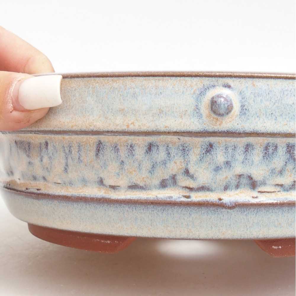 Bonsaischaal van keramiek 20 x 20 x 6 cm, kleur blauw