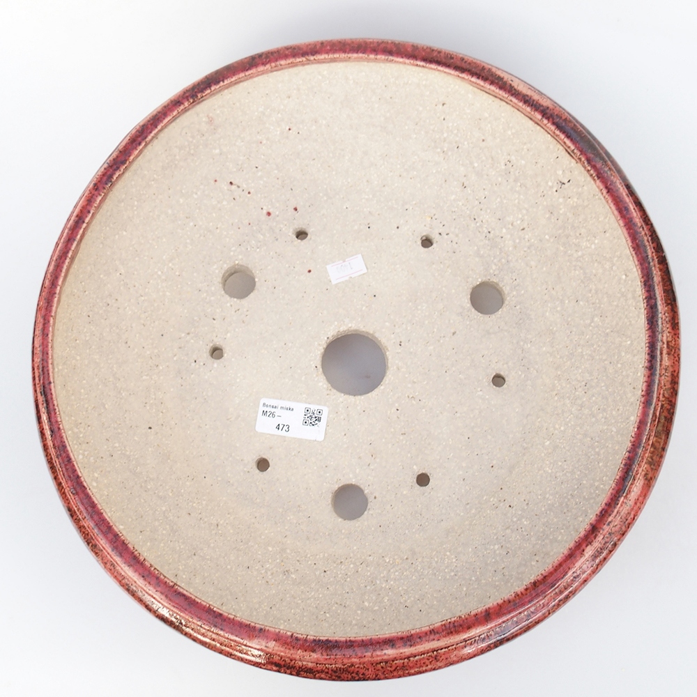 Bonsaischaal van keramiek 35 x 35 x 9,5 cm, kleur rood