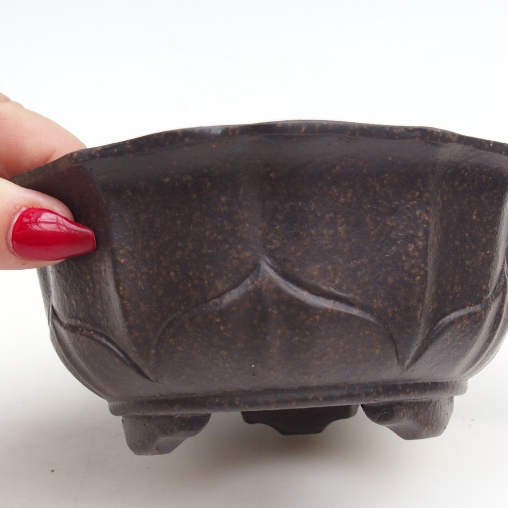 Bonsaischaal van keramiek 15 x 15 x 6,5 cm, okerbruin