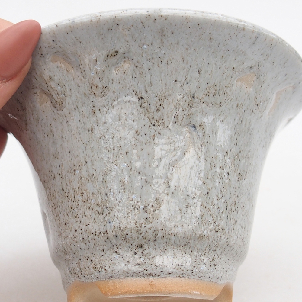 Bonsaischaal van keramiek 10,5 x 10,5 x 7 cm, grijs