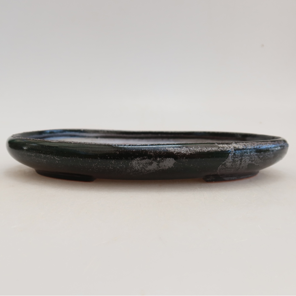 Keramische bonsaipot 22,5 x 16,5 x 3 cm, kleur metaalgroen