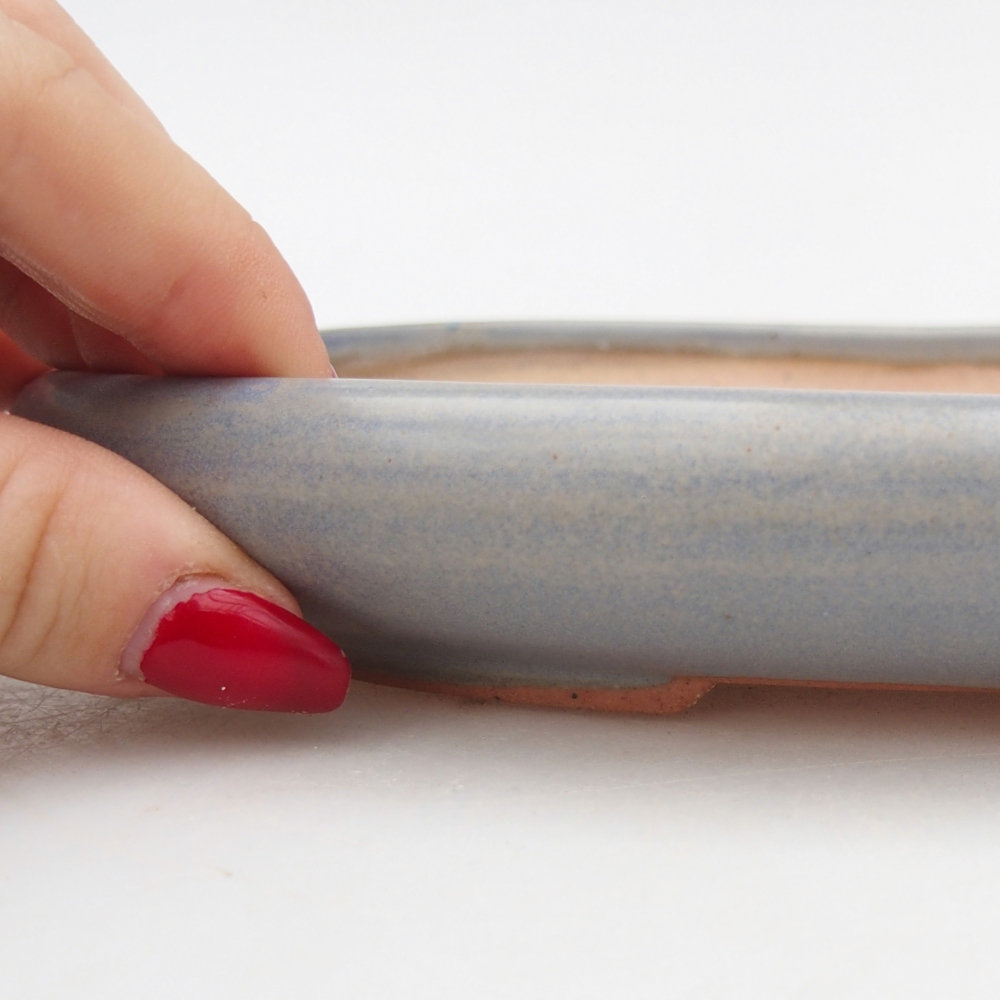 Bonsaischaal van keramiek 22 x 17 x 3 cm, kleur blauw