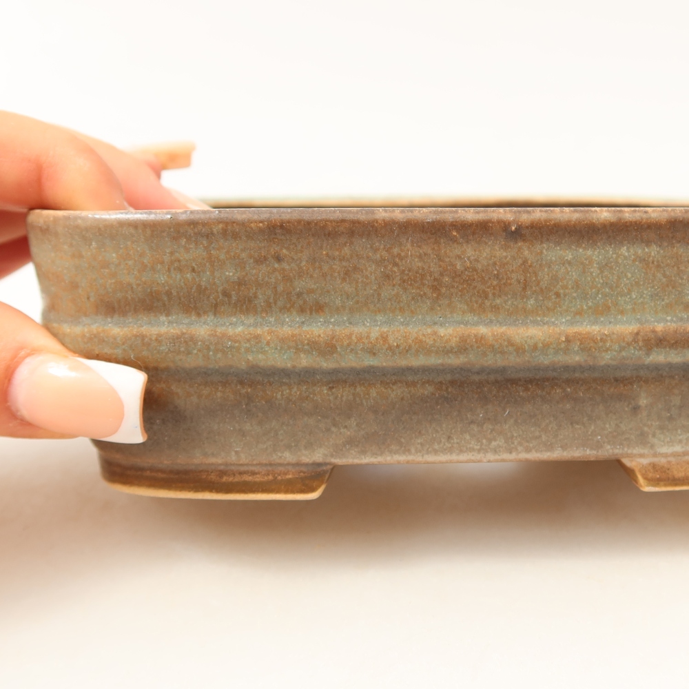 Keramische bonsaipot 14,5 x 11,5 x 4,5 cm, kleur groen