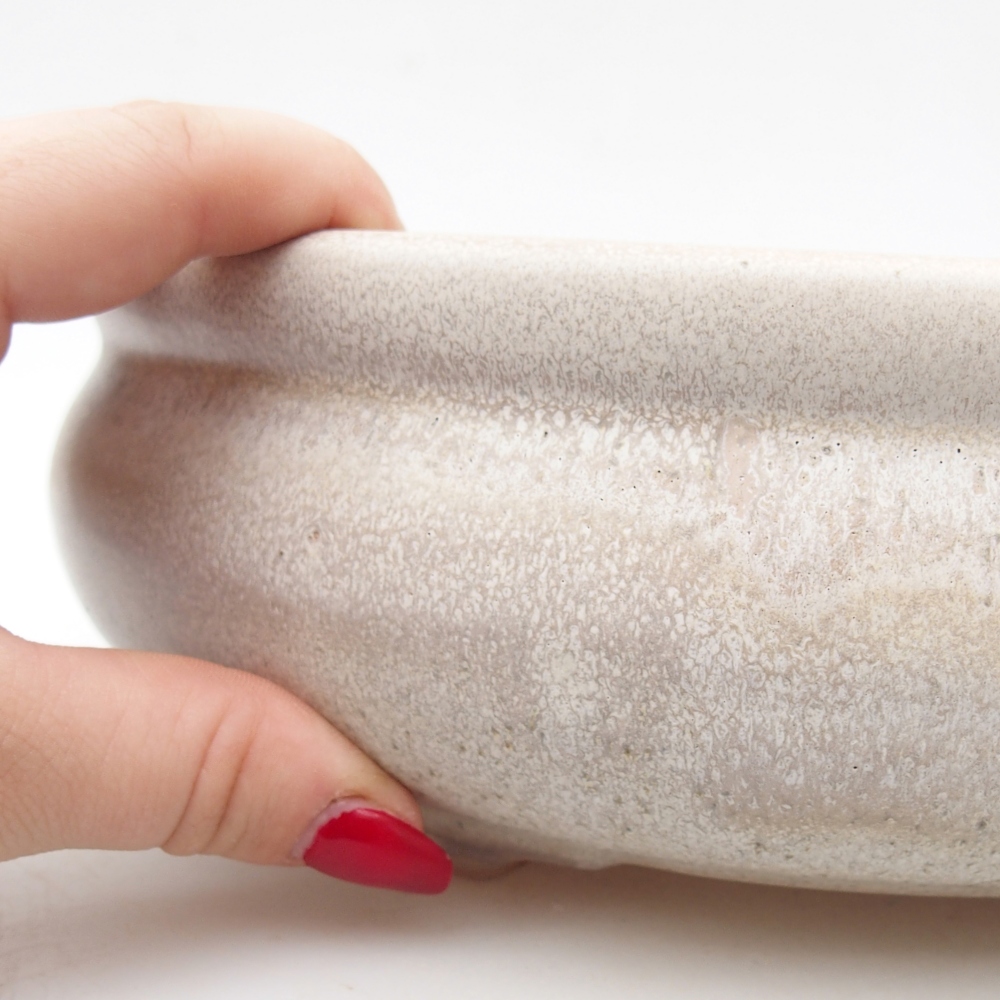 Bonsaischaal van keramiek 24 x 24 x 8 cm, kleur beige