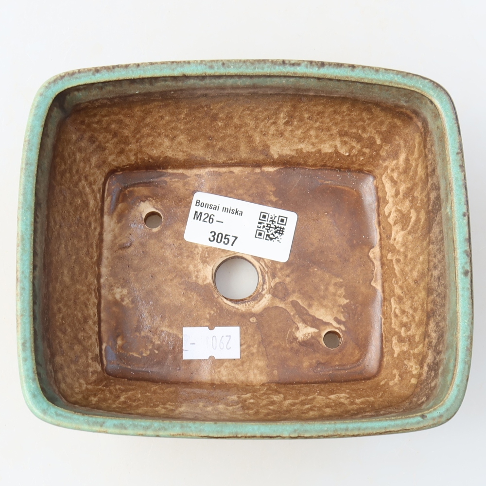 Bonsaischaal van keramiek 15 x 12,5 x 5,5 cm, groen