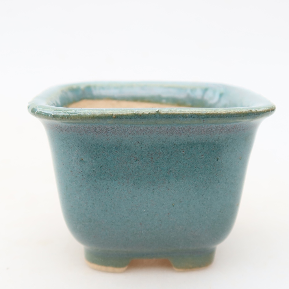 Bonsaischaal van keramiek 6,5 x 6,5 x 5 cm, kleur blauw