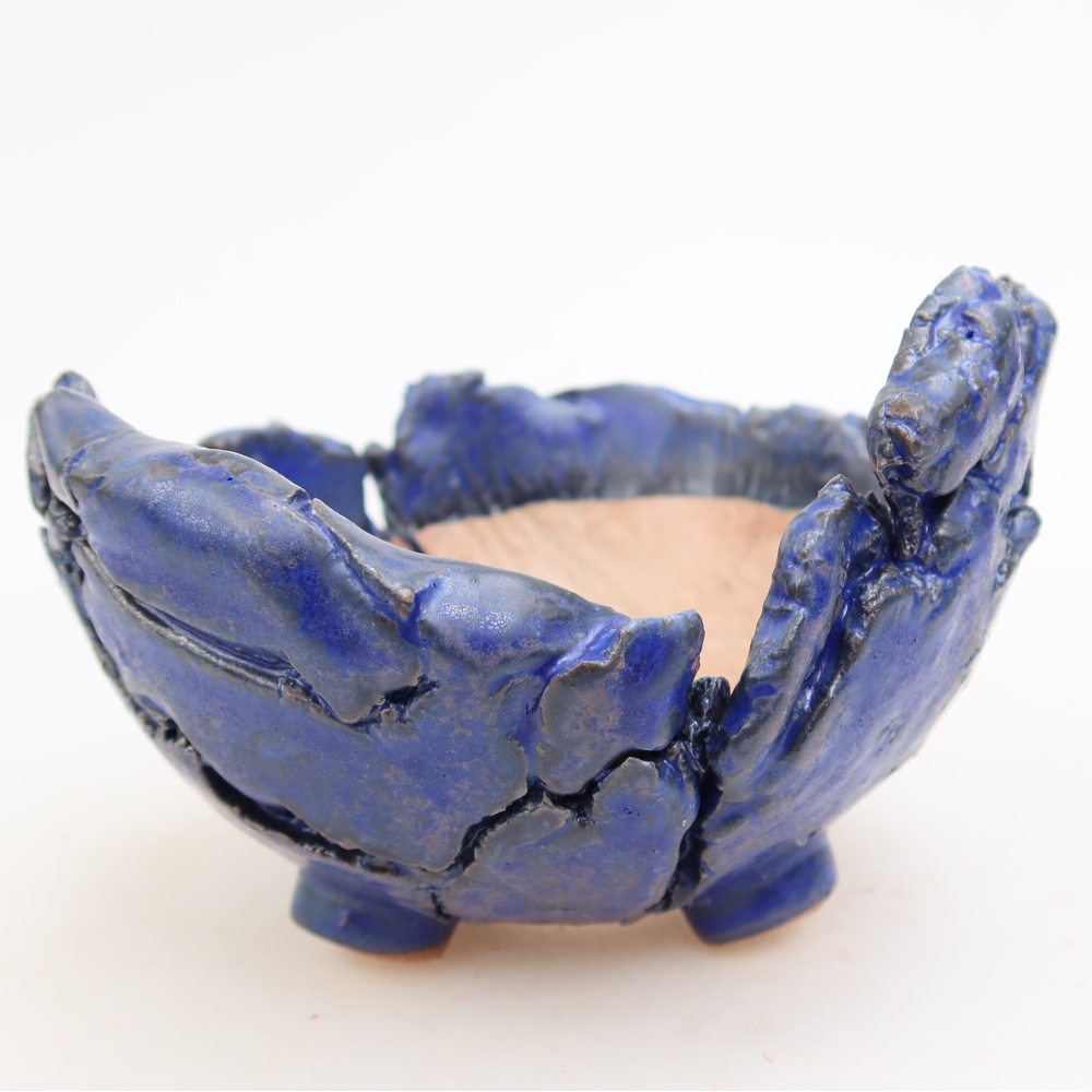Keramisch Schelp 11 x 11 x 7,5 cm , kleur blauw