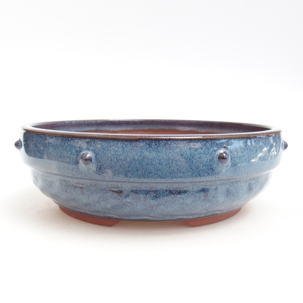 Bonsaischaal van keramiek 21 x 21 x 6,5 cm, kleur blauw