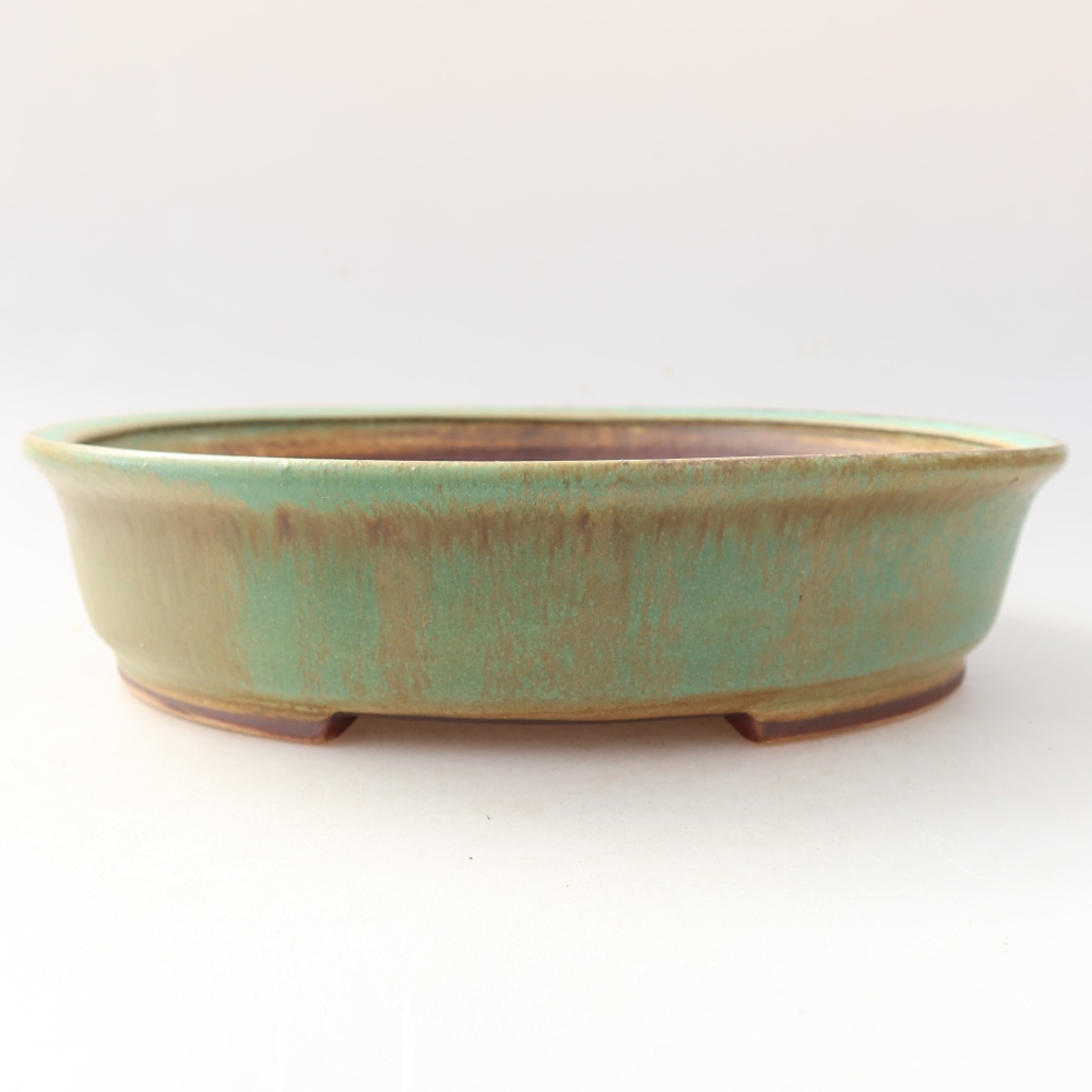 Bonsaischaal van keramiek 21 x 19 x 5 cm, groen