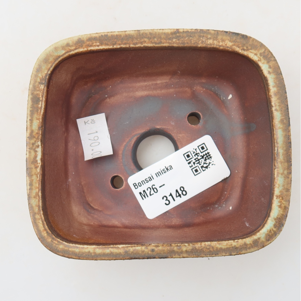 Bonsaischaal van keramiek 10 x 8,5 x 4 cm, groen