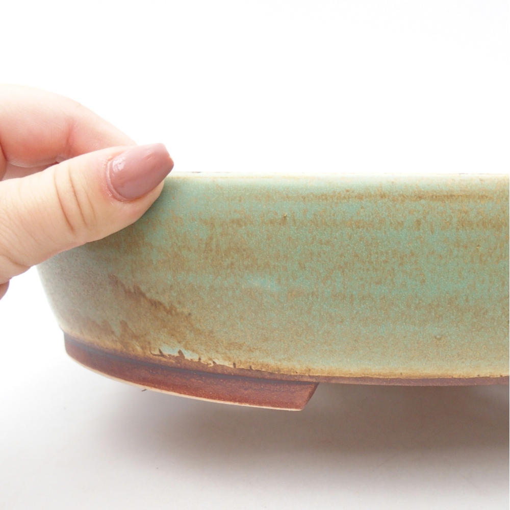 Bonsaischaal van keramiek 28 x 24,5 x 6 cm, groen