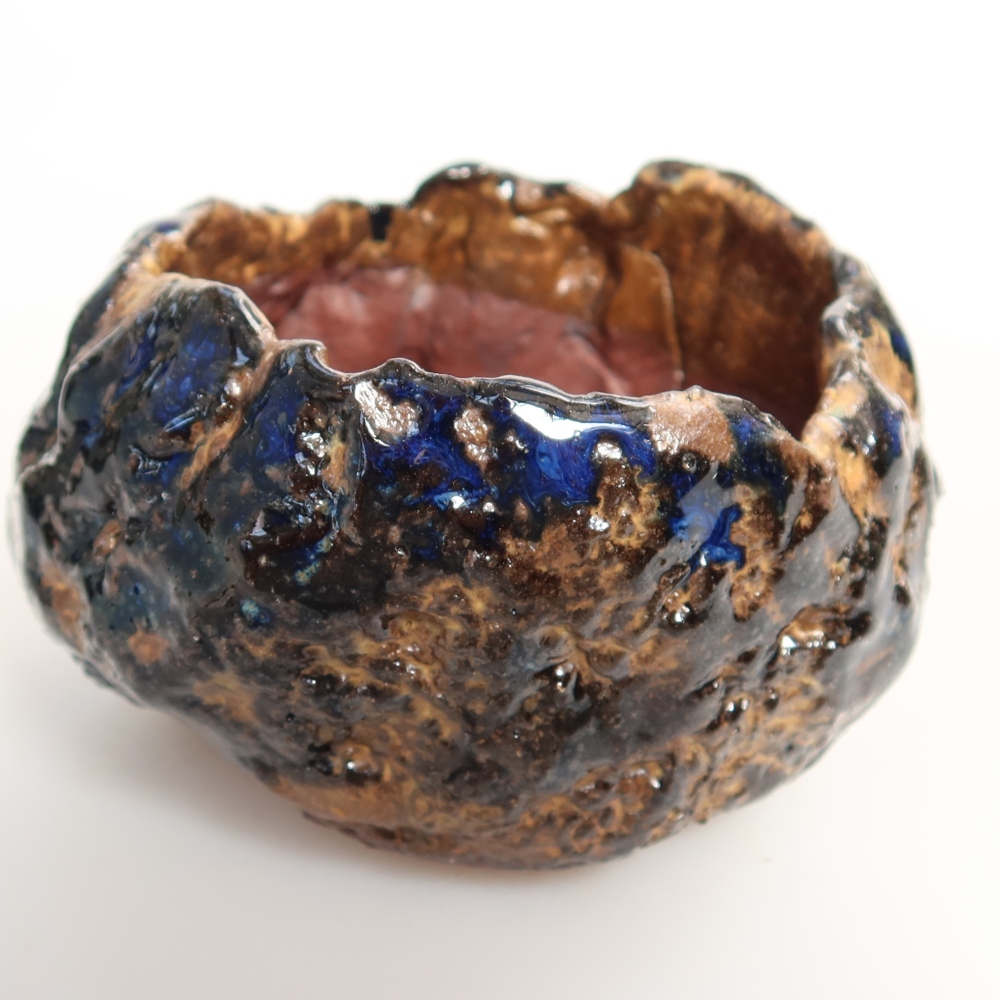 Keramische schaal  7 x 7 x 5,5 cm, kleur blauwbruin