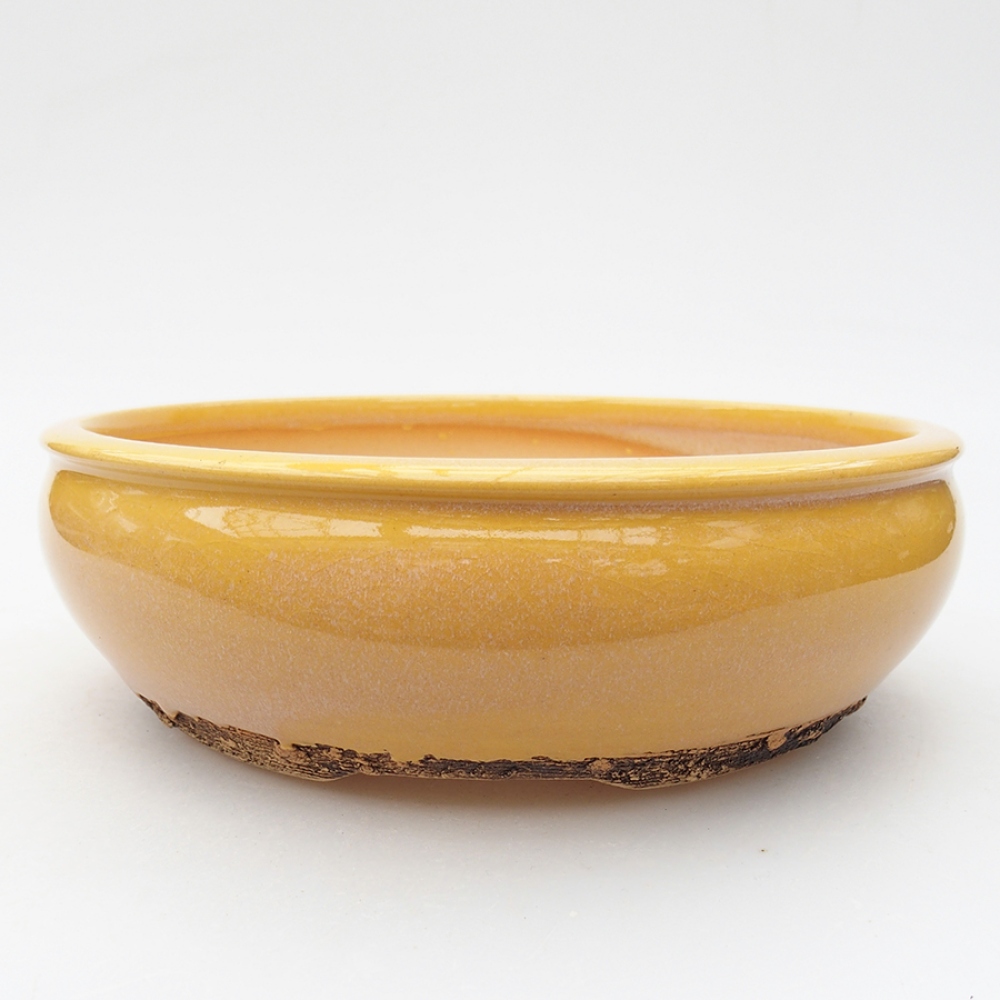 Bonsaischaal van keramiek 18,5 x 18,5 x 6 cm, geel