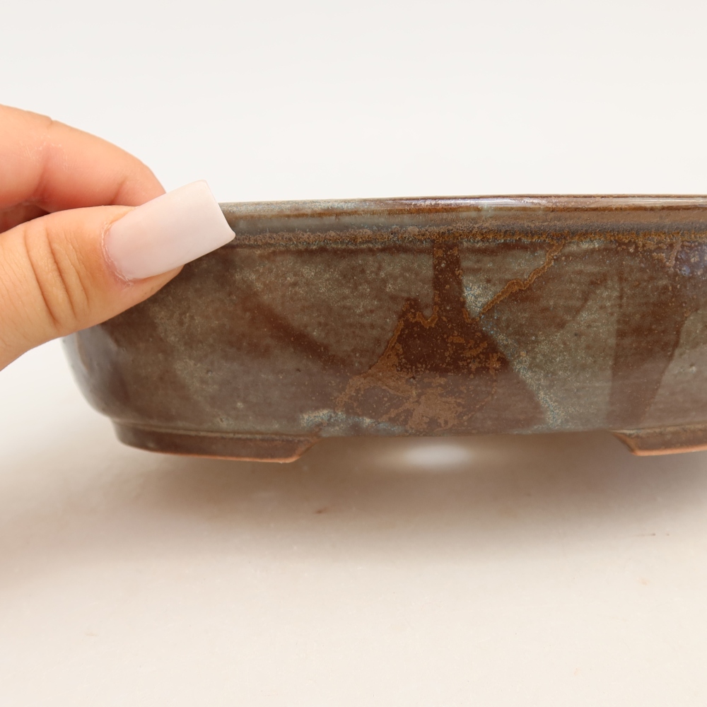 Keramische bonsaipot 19 x 14,5 x 5 cm, kleur bruin