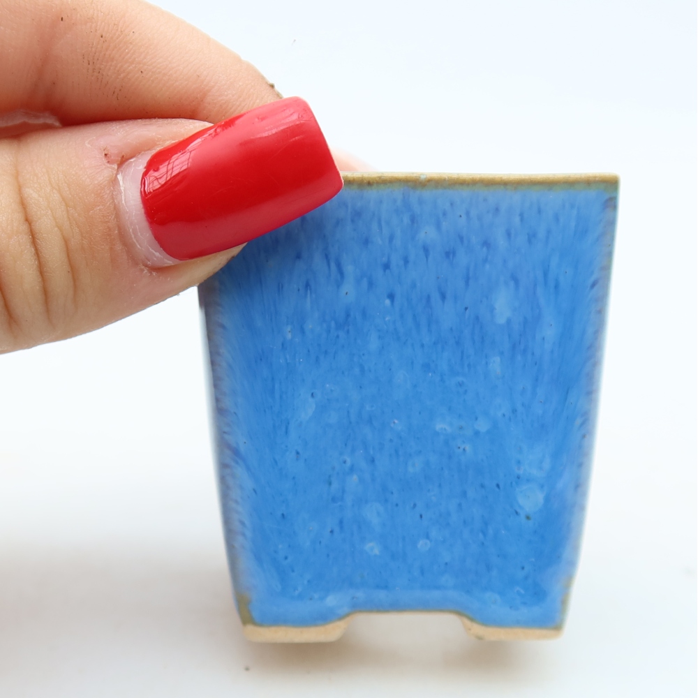 Bonsaischaaltje van keramiek 4,5 x 4,5 x 5 cm, kleur blauw