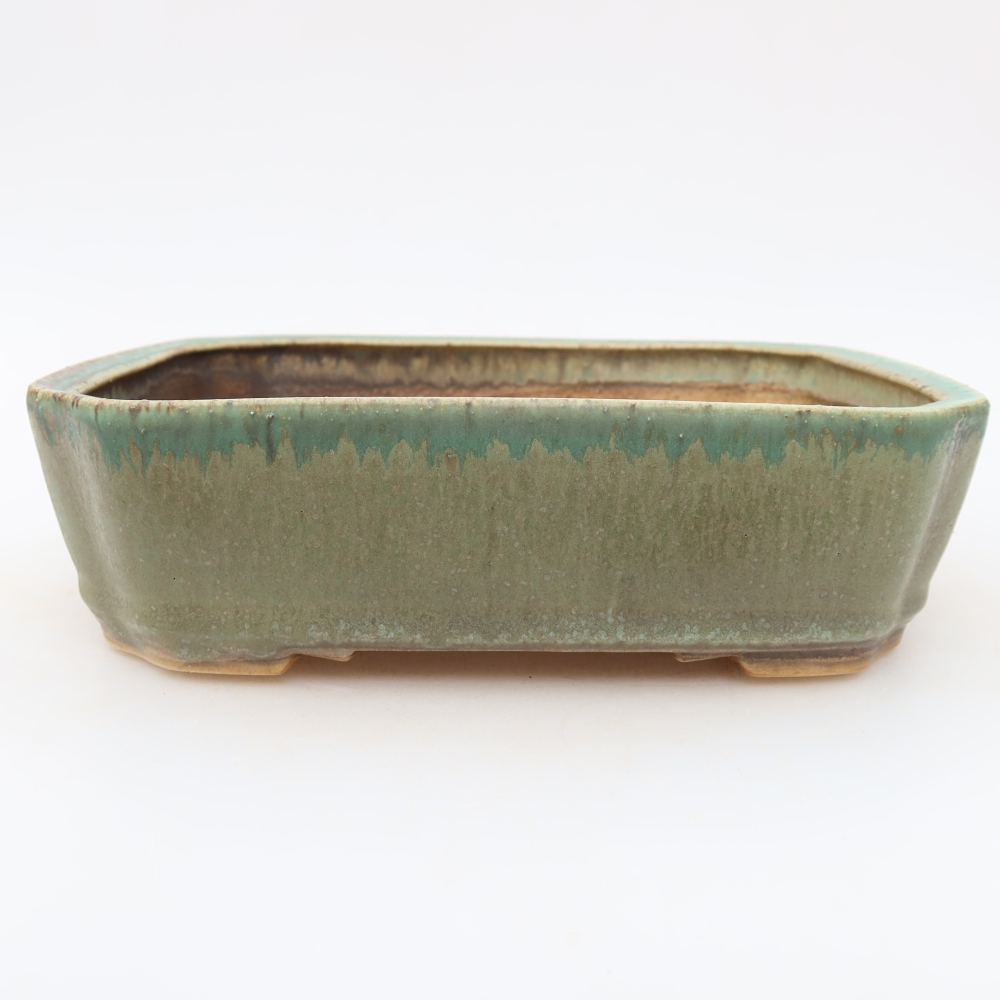 Keramische bonsaipot 21,5 x 18 x 6 cm, kleur groen