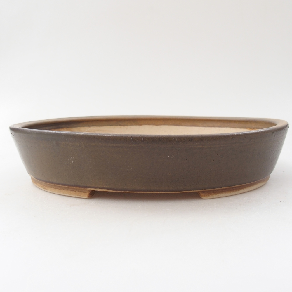 Bonsaischaal van keramiek 22,5 x 20 x 4,5 cm, bruin