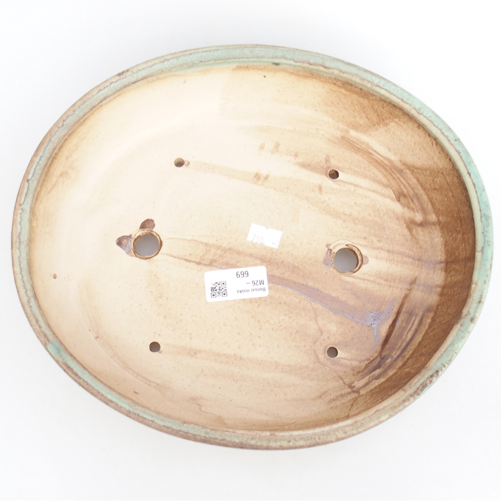 Bonsaischaal van keramiek 28,5 x 25 x 6 cm, groen