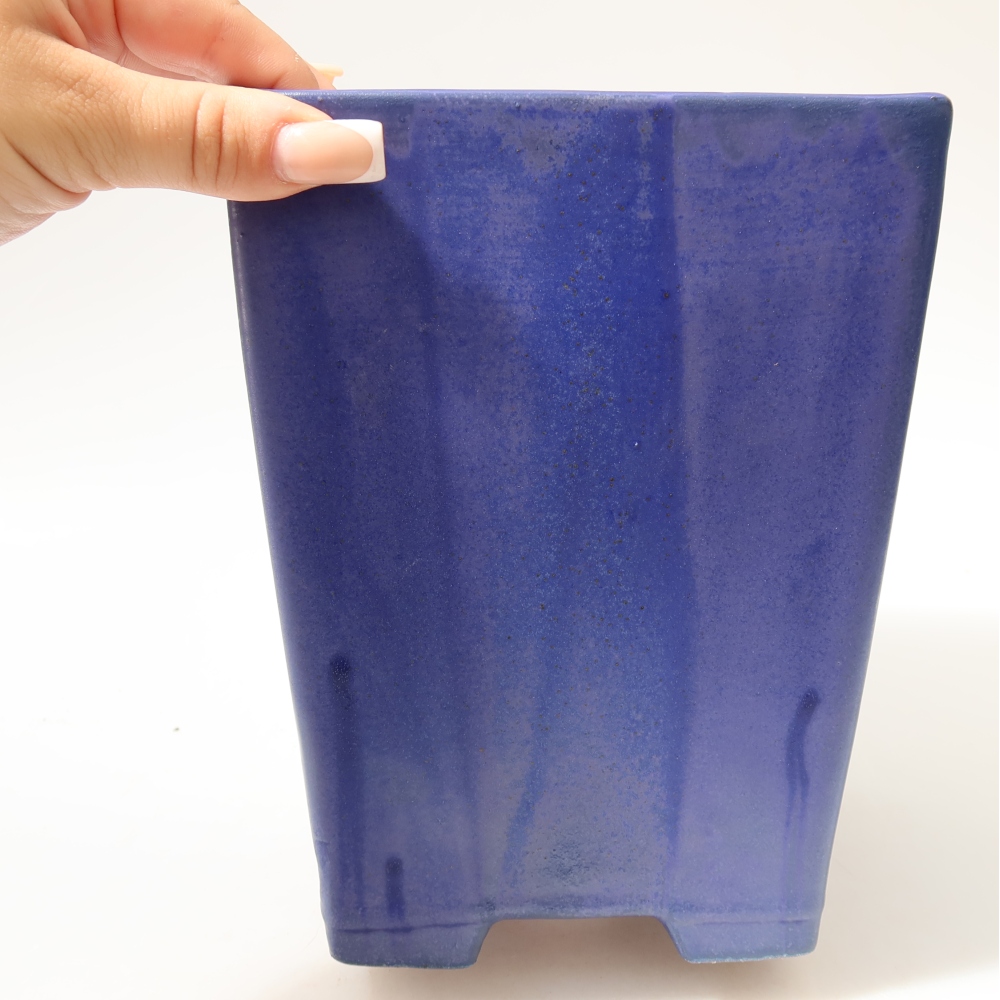 Keramische bonsaipot 15 x 15 x 19,5 cm, kleur: blauw
