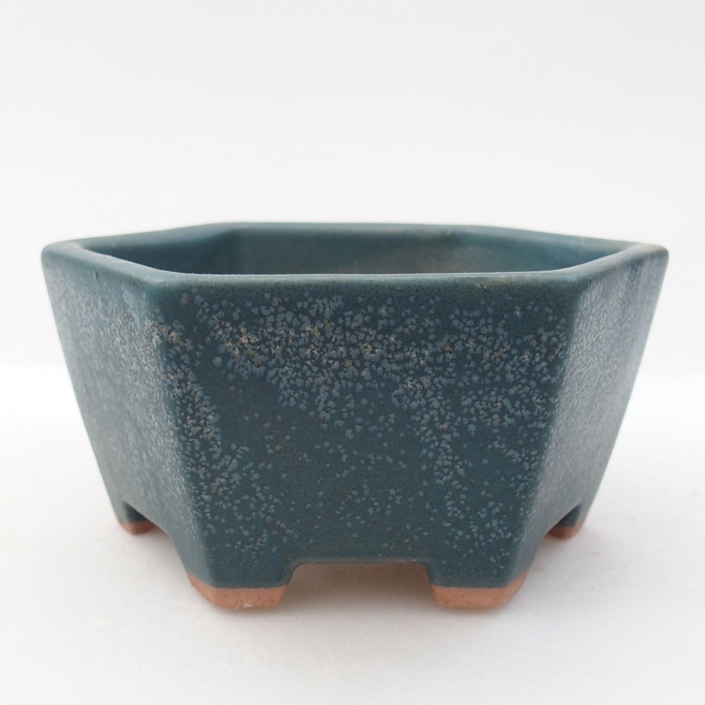 Bonsaischaal van keramiek 10 x 9 x 5 cm, kleur blauw