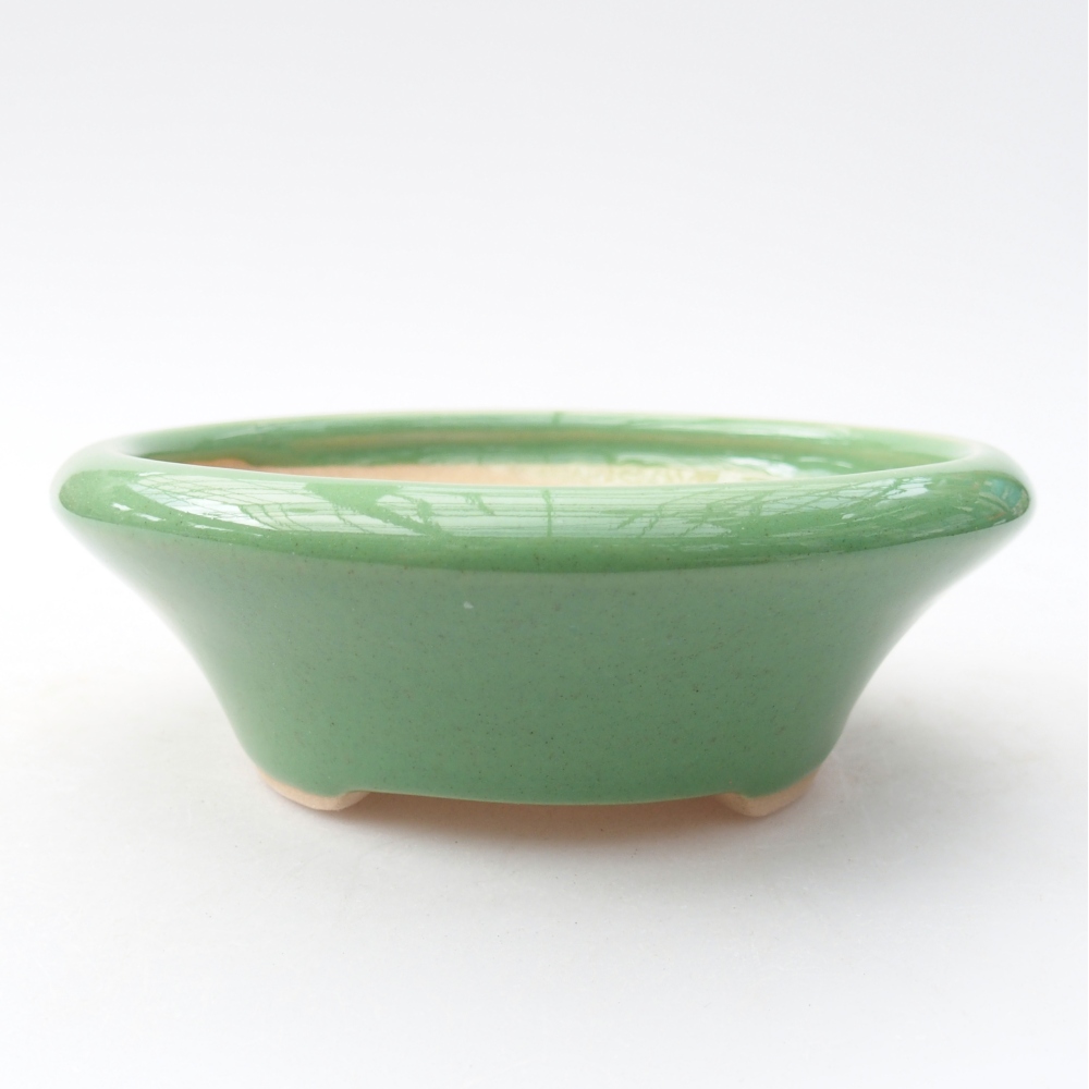 Bonsaischaal van keramiek 13,5 x 13,5 x 4,5 cm, groen