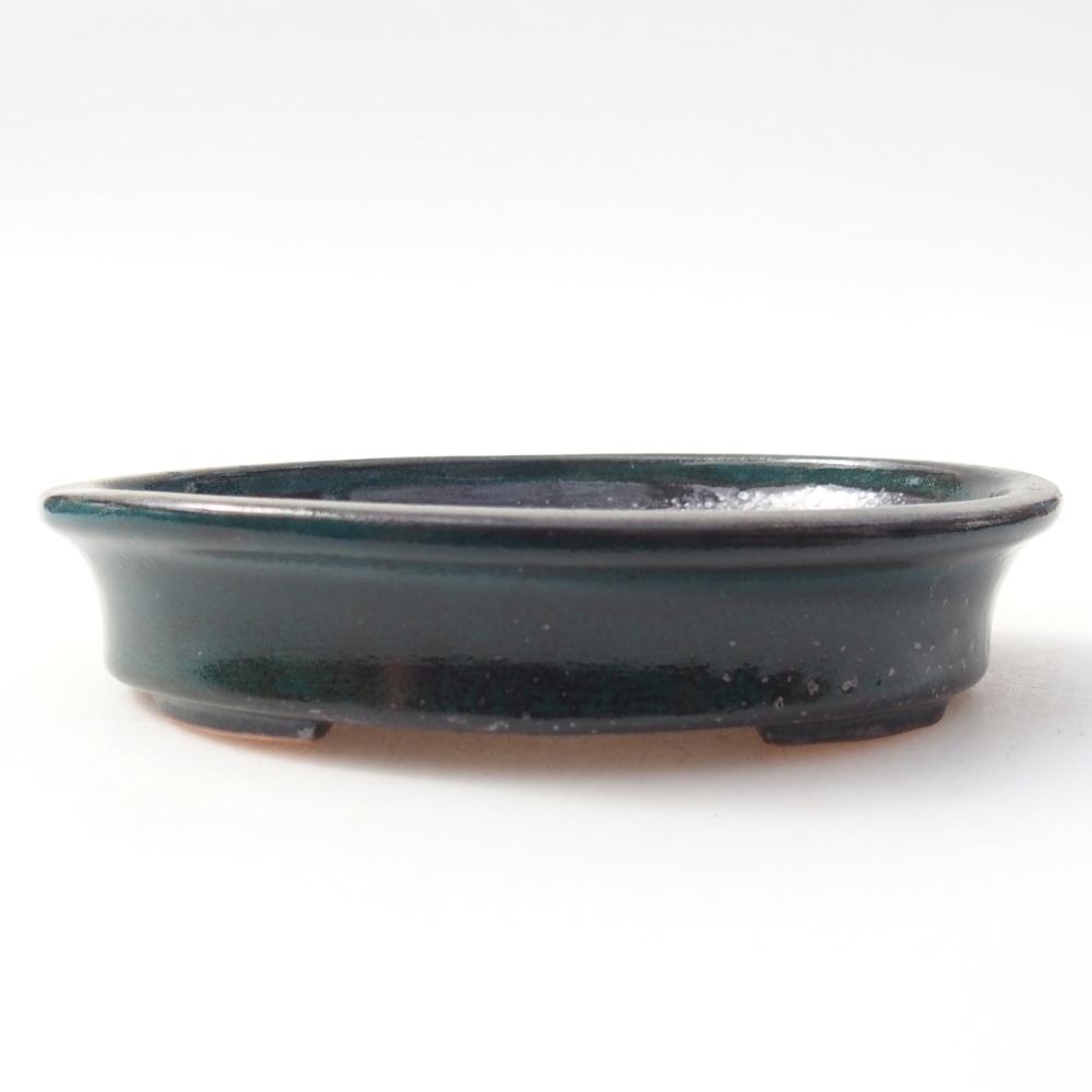 Bonsaischaal van keramiek 13 x 10,5 x 3 cm, groen