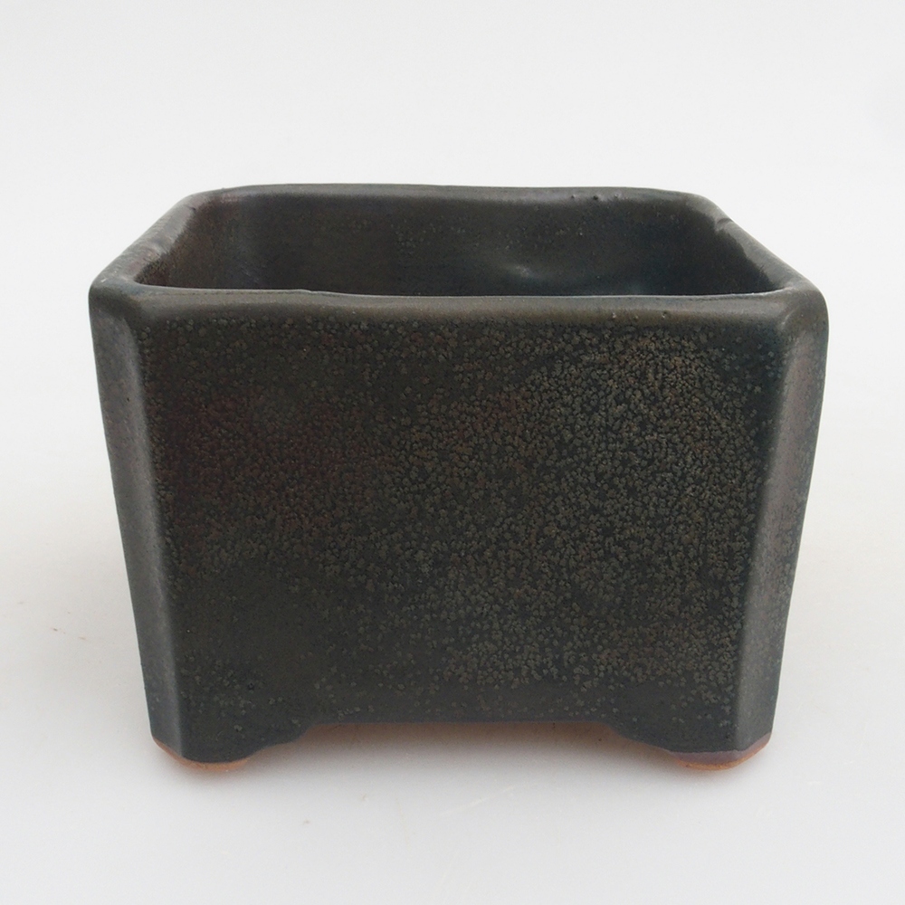 Bonsaischaal van keramiek 9,5 x 9,5 x 7 cm, grijs