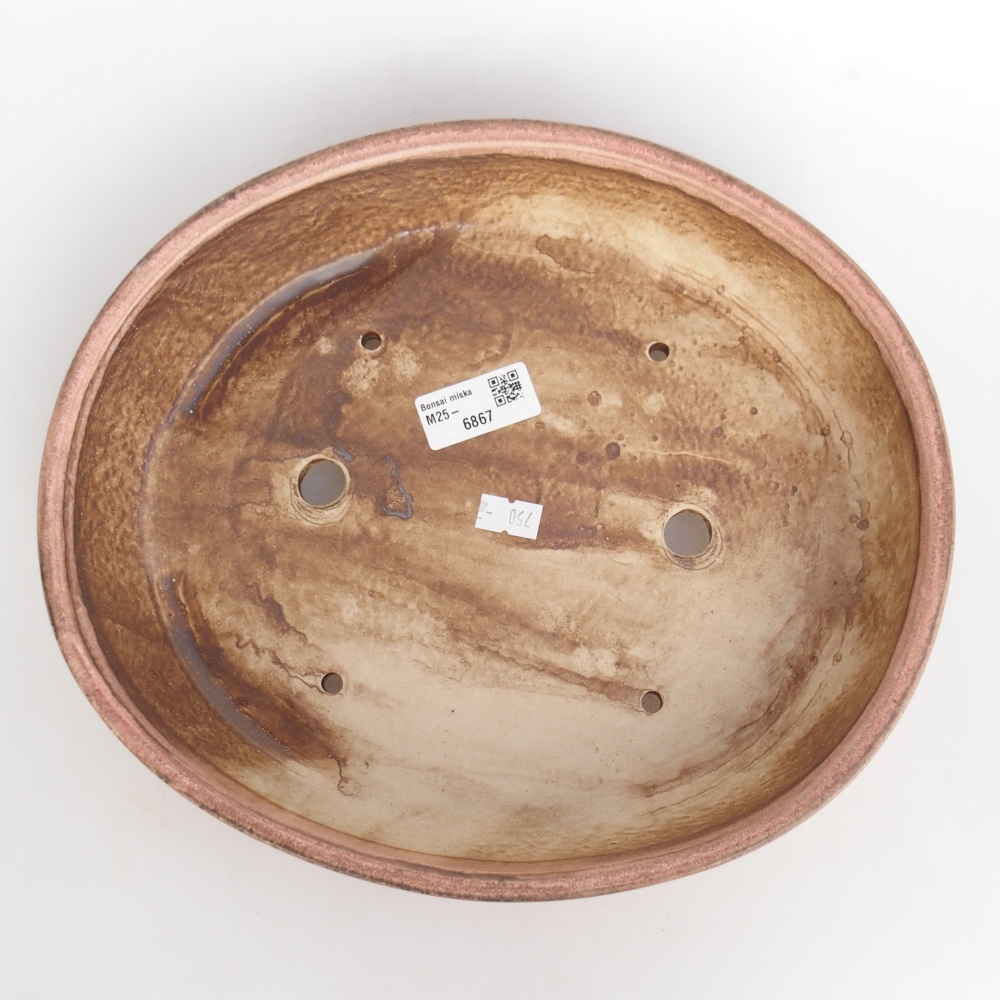 Bonsaischaal van keramiek 28 x 24 x 6 cm, roze