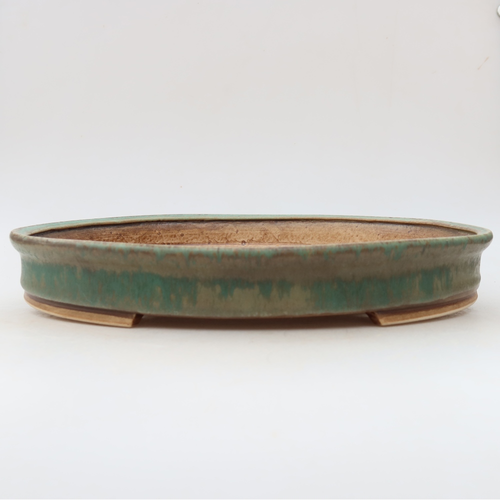 Bonsaischaal van keramiek 31 x 27 x 4,5 cm, groen