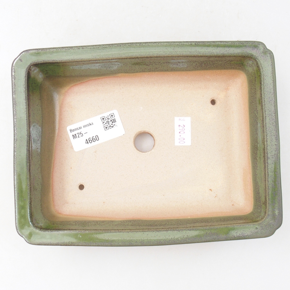 Bonsaischaal van keramiek 17,5 x 13 x 4 cm, groen