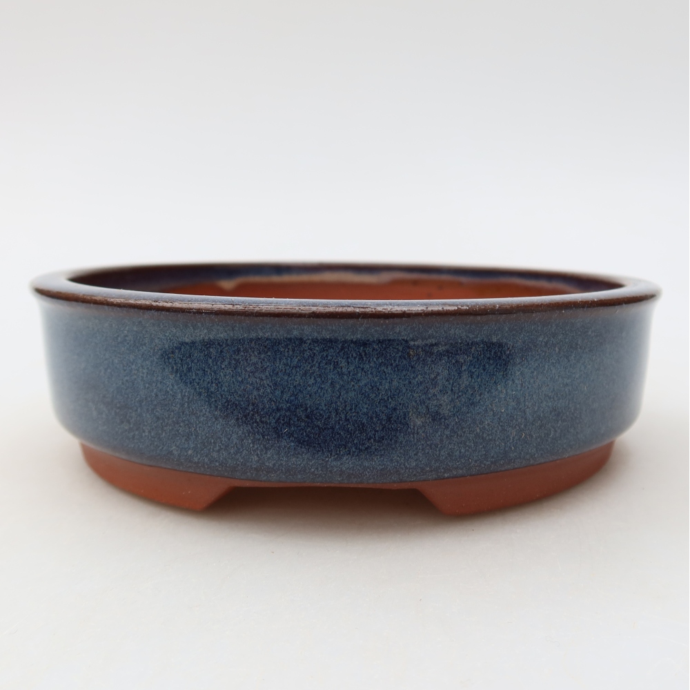 Keramische bonsaipot 14 x 14 x 4 cm, kleur: blauw