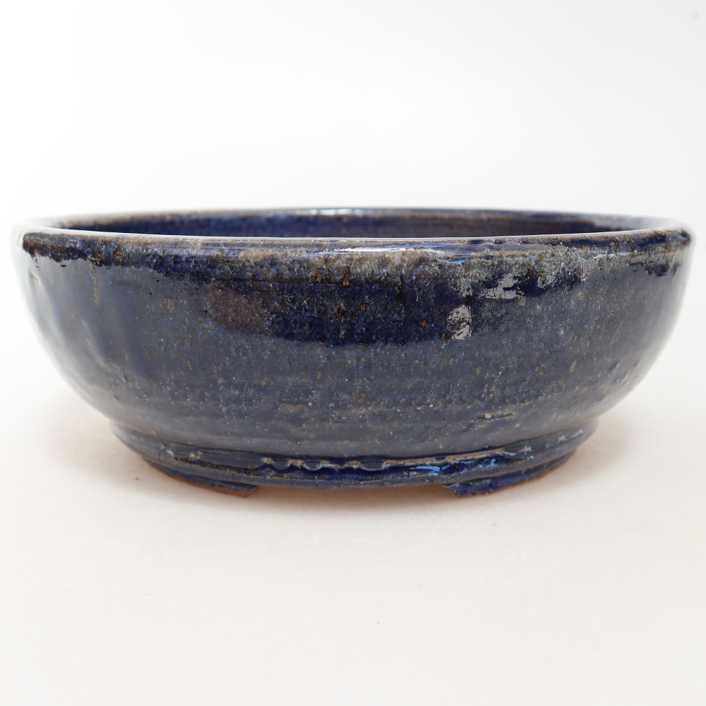 Bonsaischaal van keramiek 17 x 17 x 6 cm, kleur blauw