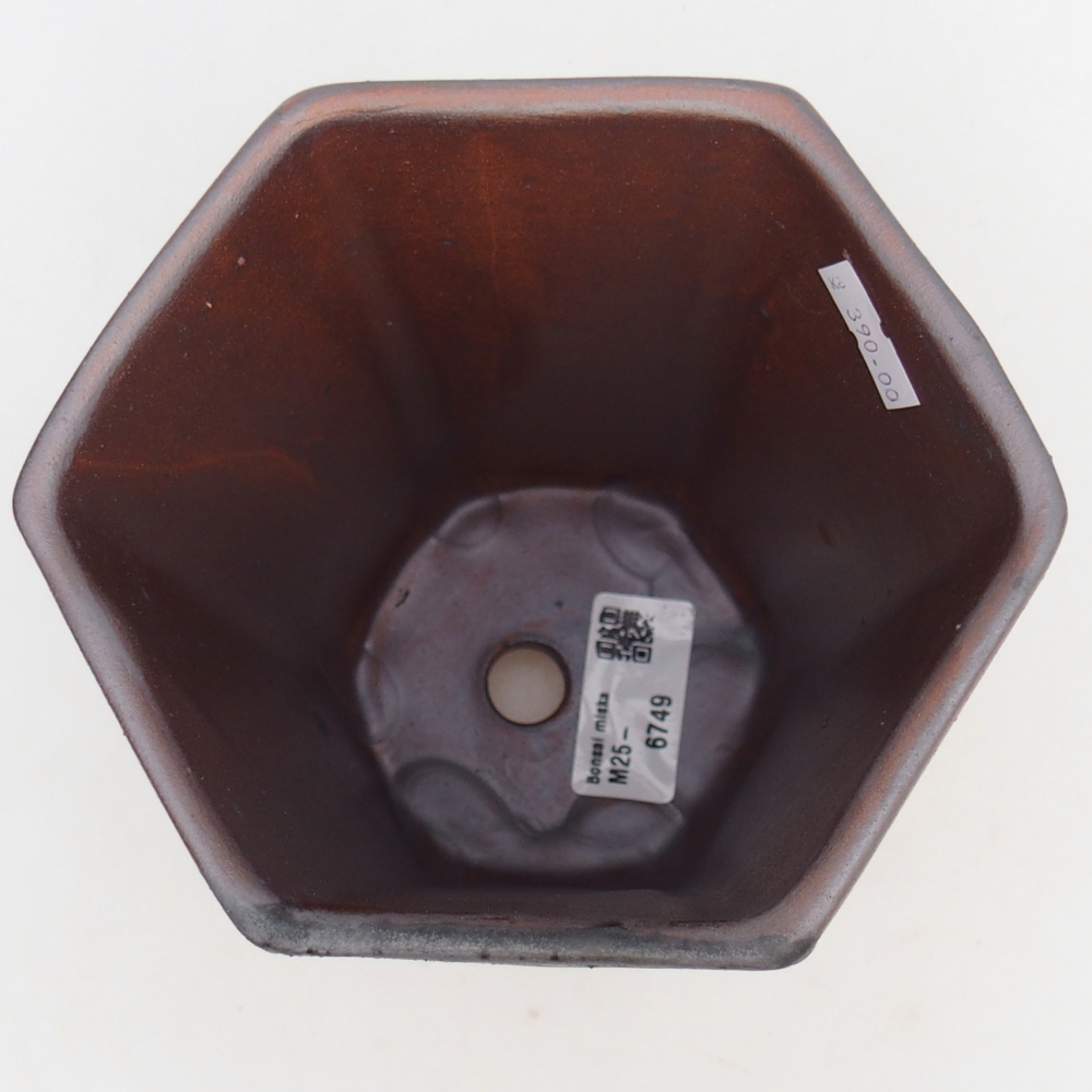 Bonsaischaal van keramiek 12,5 x 11,5 x 16,5 cm, metaalkleur