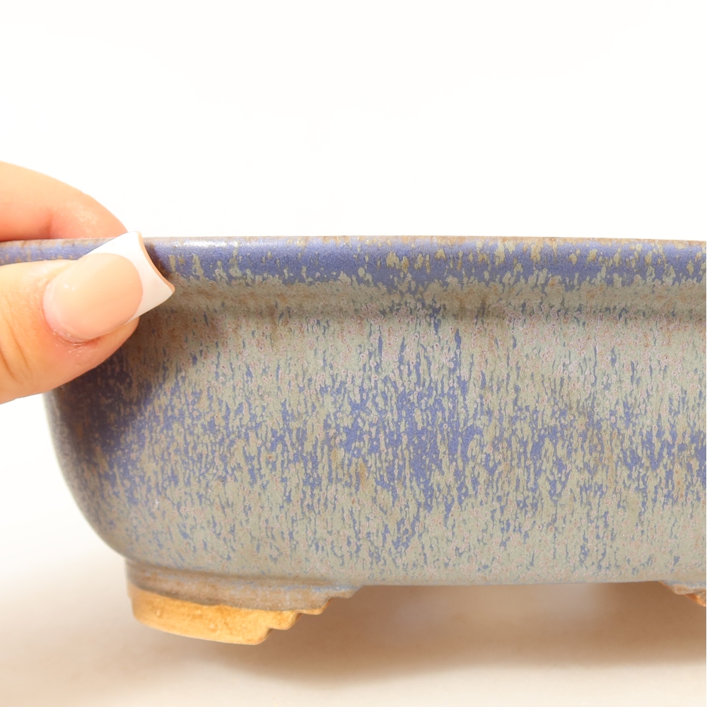 Keramische bonsaipot 20,5 x 16,5 x 7 cm, kleur: blauw
